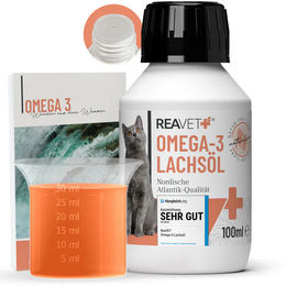 REAVET Lachsöl für Katzen und Hunde 100ml mit Omega 3 und 6 zur Unterstützung von Haut, Fell und Gelenken - 100 ml – Bild 1 von 13