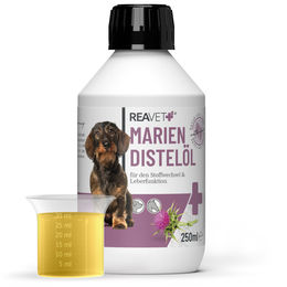 ReaVET Mariendistelöl 250ml Kaltgepresstes Nahrungsergänzungsmittel für Hunde und Pferde zur Unterstützung von Leber, Haut und Fell - 250 ml – Bild 1 von 13