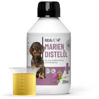 Produktbild von ReaVET Mariendistelöl 250ml Kaltgepresstes Nahrungsergänzungsmittel für Hunde und Pferde zur Unterstützung von Leber, Haut und Fell - 250 ml