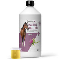 Produktbild von ReaVET Mariendistelöl für Hunde und Pferde 1 Liter – Kaltgepresstes Futteröl zur Unterstützung von Leber, Haut und Fell - 1000 ml