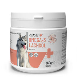 REAVET Omega-3 Lachsöl Kapseln für Hunde 500 Stück Haut-Fell-Supplement ohne Farb- und Aromastoffe – Bild 1 von 13