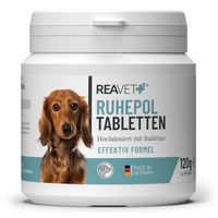 Produktbild von ReaVET Ruhepol Tabletten für Hunde mit Baldrian und Johanniskraut 120 Stück