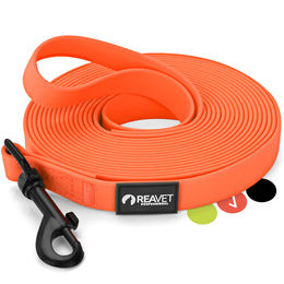 REAVET Schleppleine für Hunde aus Biothane 5 Meter Neon Orange wasserabweisend - 5 m – Bild 1 von 8