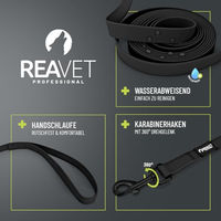 Produktbild von REAVET Schleppleine für Hunde Schwarz 15 Meter wasserabweisend aus Gummi - 15 m