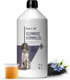 REAVET Schwarzkümmelöl Kaltgepresst Ergänzungsfutter für Hund und Pferd 1 Liter - 1000 ml – Bild 1 von 6