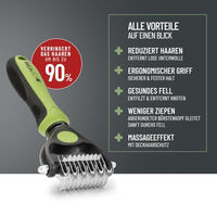 Produktbild von REAVET Unterwollbürste für Hunde und Katzen aus Edelstahl in Grün Größe M
