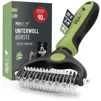 Produktbild von REAVET Unterwollbürste für Hunde und Katzen mit Edelstahlborsten für Langhaarige große Rassen Größe L Grün