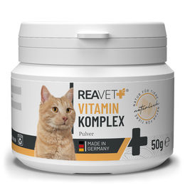 ReaVET Vitamin Komplex für Katzen 50g Multivitamin Pulver zur Unterstützung von Immunsystem sowie Haut und Fell - 50 g – Bild 1 von 13