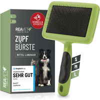 Produktbild von REAVET Zupfbürste aus Edelstahl für Hunde und Katzen mit langem Fell Größe L Grün - 1 Stk.
