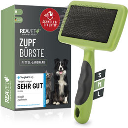REAVET Zupfbürste für Langhaar Hunde und Katzen in Grün Größe M aus Edelstahl – Bild 1 von 6