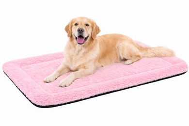 Rechteckiges Hundebett und Katzenbett Flamingo in Rosa aus Plüsch 116 x 69 x 2 cm – Bild 1 von 3