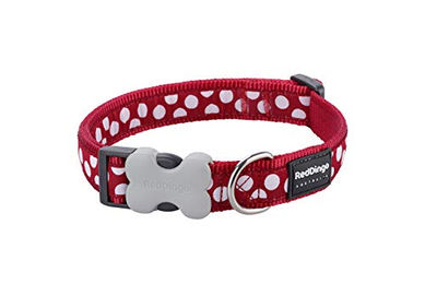 Produktbild von Red Dingo Hundehalsband aus Nylon in Rot mit weißen Punkten Größe M