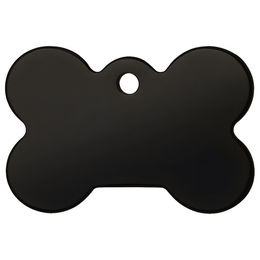 Produktbild von Red Dingo Hundemarke aus Edelstahl in Knochenform mit Titanbeschichtung in Schwarz für individuelle Gravur