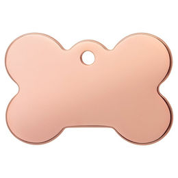Produktbild von Red Dingo Hundemarke aus Edelstahl in Knochenform mit Titanbeschichtung rosa