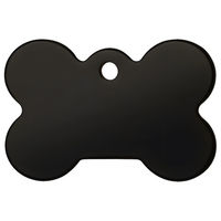 Produktbild von Red Dingo Hundemarke aus Edelstahl in Knochenform mit Titanbeschichtung schwarz für individuelle Gravur