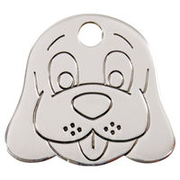 Produktbild von Red Dingo Hundemarke aus Edelstahl mit Hundegesicht Gravur Silber Größe L