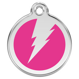 Produktbild von Red Dingo Hundemarke aus Edelstahl mit individueller Gravur Blitz Hot Pink Größe M