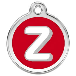 Produktbild von Red Dingo Hundemarke aus Edelstahl mit individueller Gravur Buchstabe Z in Rot Größe L