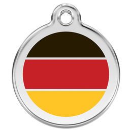 Produktbild von Red Dingo Hundemarke aus Edelstahl mit individueller Gravur Deutschland Flagge Größe L
