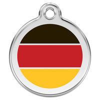 Produktbild von Red Dingo Hundemarke aus Edelstahl mit individueller Gravur Deutschland Flagge Größe L