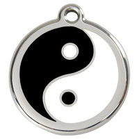 Produktbild von Red Dingo Hundemarke aus Edelstahl mit individueller Gravur Yin und Yang in Schwarz Größe M