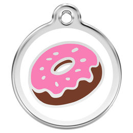 Produktbild von Red Dingo Hundemarke Donut aus Edelstahl mit individueller Gravur Weiß Größe L