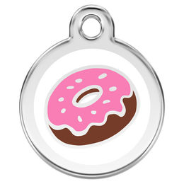 Produktbild von Red Dingo Hundemarke Donut aus Edelstahl mit individueller Gravur Weiß Größe S