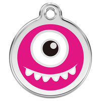 Produktbild von Red Dingo Hundemarke mit individueller Gravur Monster Hot Pink Größe M