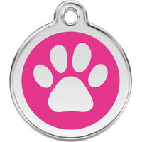 Produktbild von Red Dingo Hundemarke mit Pfotenabdruck in Hot Pink Größe M