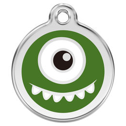 Produktbild von Red Dingo Hundemarke Monster Grün aus Edelstahl Größe M mit individueller Gravur