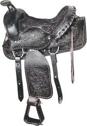 Produktbild von Red Horns Westernsattel für Pferde aus Leder in Schwarz