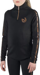 Produktbild von Red Horse Miya Reitshirt für Mädchen Langarm Poloshirt aus Polyester Schwarz Silber Größe 6 Jahre