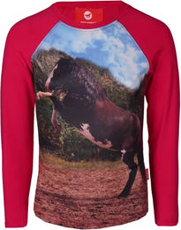 Produktbild von Red Horse Pixel Reitshirt Langarm Unisex Rot aus Polyester