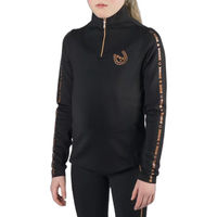 Produktbild von Red Horse Products Miya Reitshirt für Mädchen Langarm Poloshirt Schwarz 7-8 Jahre