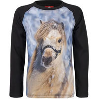 Produktbild von Red Horse Reitshirt Pixel Langarmshirt aus Baumwolle für Damen und Herren in Rot und Schwarz