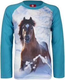 Produktbild von Red Horse Reitshirt Pixel Langarmshirt aus Baumwolle für Kinder ab 10 Jahren