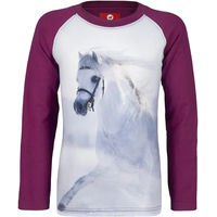 Produktbild von Red Horse Reitshirt Pixel Langarmshirt aus Baumwolle für Kinder ab 8 Jahren Unisex Rot Lila