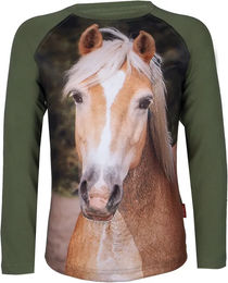 Produktbild von Red Horse Reitshirt Pixel Langarmshirt aus Baumwolle Unisex Winter Rot Grün