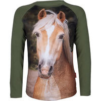 Produktbild von Red Horse Reitshirt Pixel Langarmshirt aus Baumwolle Unisex Winter Rot Grün