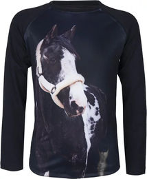 Produktbild von Red Horse Reitshirt Pixel Winter Langarmshirt aus Baumwolle Unisex Rot Schwarz
