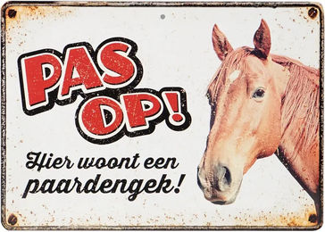 Produktbild von Red Horse Warnzeichen Tafel aus Metall in Weiß