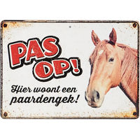Produktbild von Red Horse Warnzeichen Tafel aus Metall in Weiß