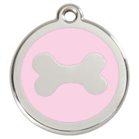 Produktbild von RedDingo Hundemarke aus Edelstahl in Knochenform mit individueller Gravur Rosa Größe M