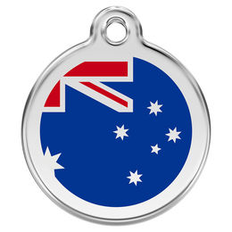 Produktbild von RedDingo Hundemarke aus Edelstahl mit individueller Gravur Australien Flagge Blau Größe L