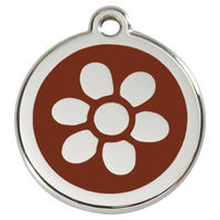 Produktbild von RedDingo Hundemarke aus Edelstahl mit individueller Gravur Blume braun Größe L