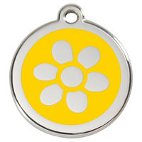 Produktbild von RedDingo Hundemarke aus Edelstahl mit individueller Gravur Blume Gelb Größe S