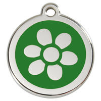 Produktbild von RedDingo Hundemarke aus Edelstahl mit individueller Gravur Blume Grün Größe L
