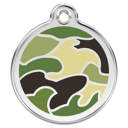 Produktbild von RedDingo Hundemarke aus Edelstahl mit individueller Gravur Camouflage Grün Größe S - 7 g