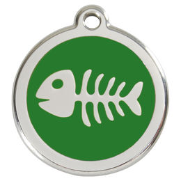 Produktbild von RedDingo Hundemarke aus Edelstahl mit individueller Gravur Fischgräten Design Grün Größe L