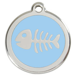 Produktbild von RedDingo Hundemarke aus Edelstahl mit individueller Gravur Fischgräten Design Hellblau Größe M